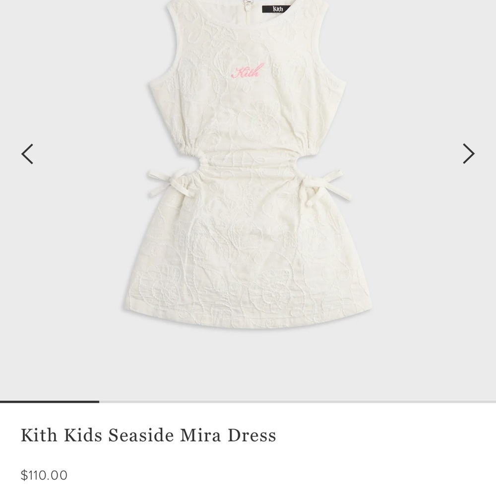 Kith Cream Embroidered Sleeveless Dress with Pink Logo